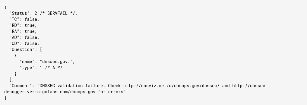 dnsops.gov DNSSEC outage