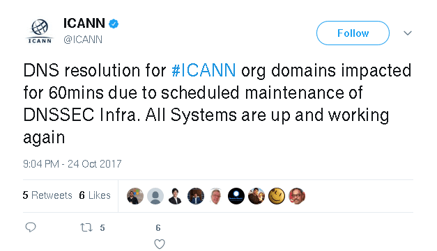ICANN DNSSEC outage