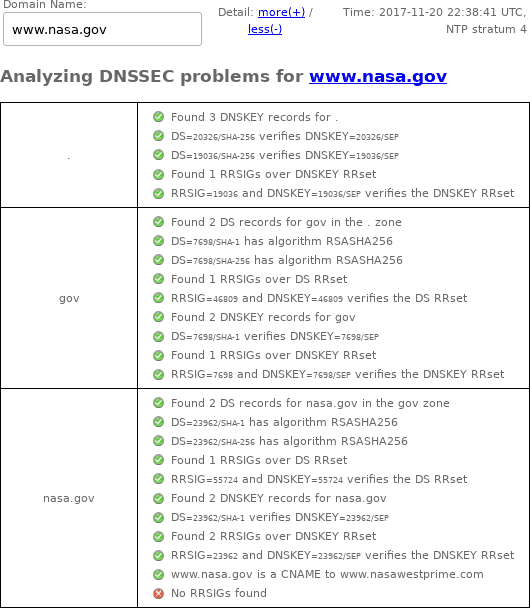 November 20, 2017 www.nasa.gov DNSSEC outage