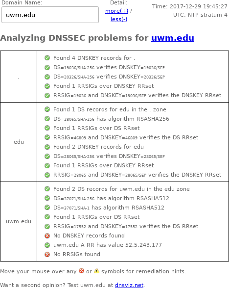 December 29, 2017 uwm.edu DNSSEC outage
