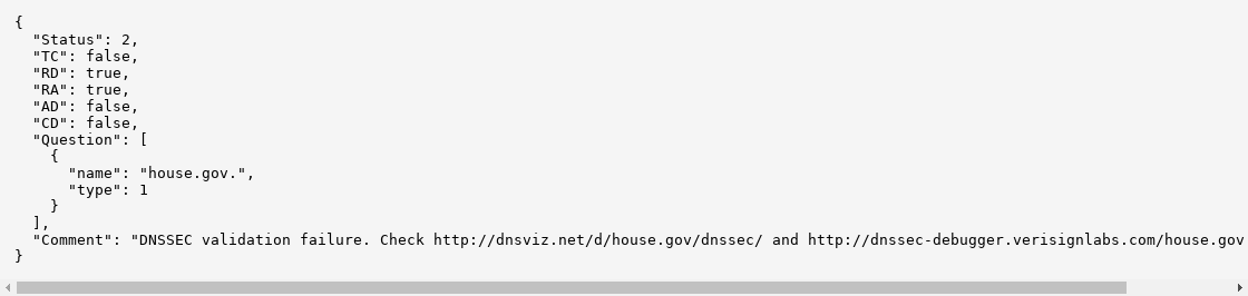 May 21, 2019 dns.google.com output for house.gov