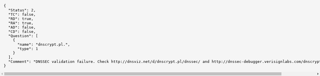 July 22, 2019 dns.google.com output for dnscrypt.pl