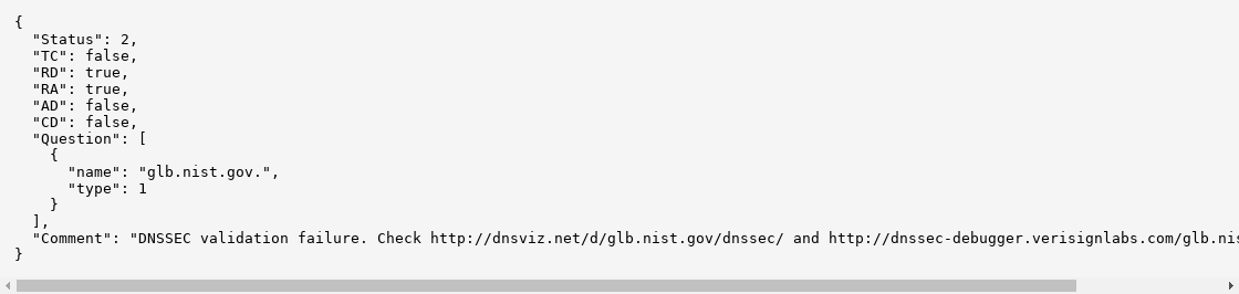 August 1, 2019 dns.google.com output for glb.nist.gov