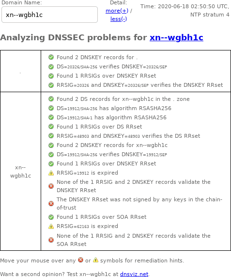 June 18, 2020 .xn--wgbh1c (IDN TLD) DNSSEC outage