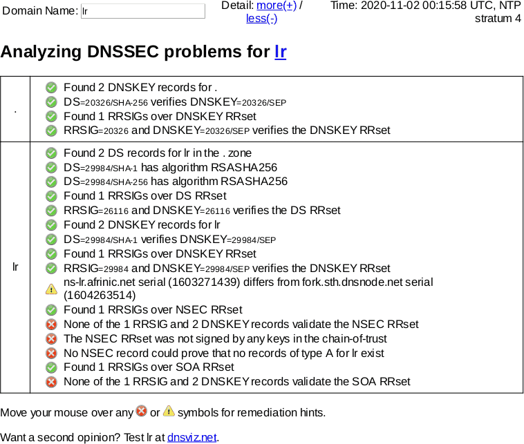 November 2, 2020 .lr DNSSEC outage